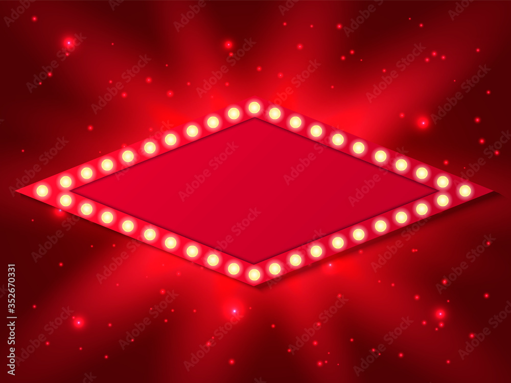 Vector stock illustration. Rhombus with light bulbs  for banner or card.
