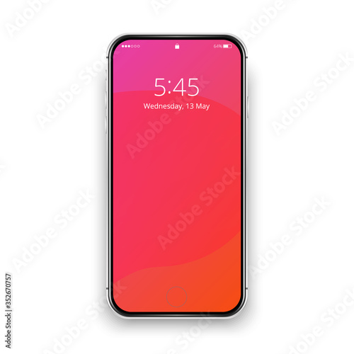 Mobile user interface. Vector cellphone template. Phone mockup. Multicolored phone gradient.