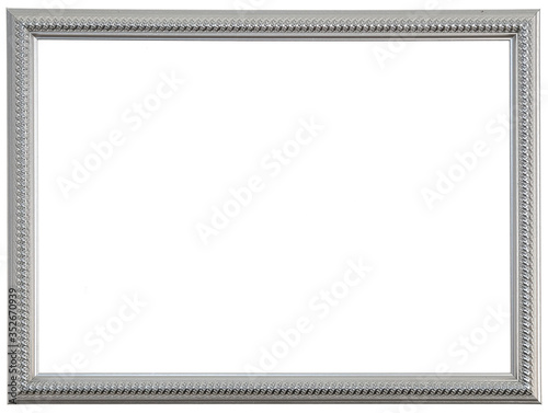 Silver photo frame highlighted on a white background