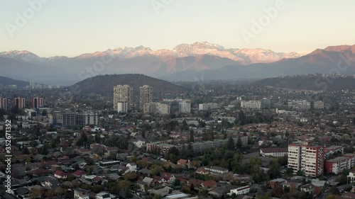 Cityscape of Santiago de Chile in 4K with the Andes Mountains in the background