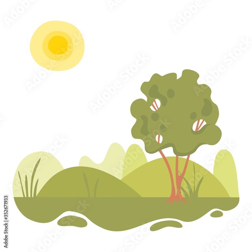 Ecology forest green landscape icon. Cartoon of ecology forest green landscape vector icon for web design isolated on white background