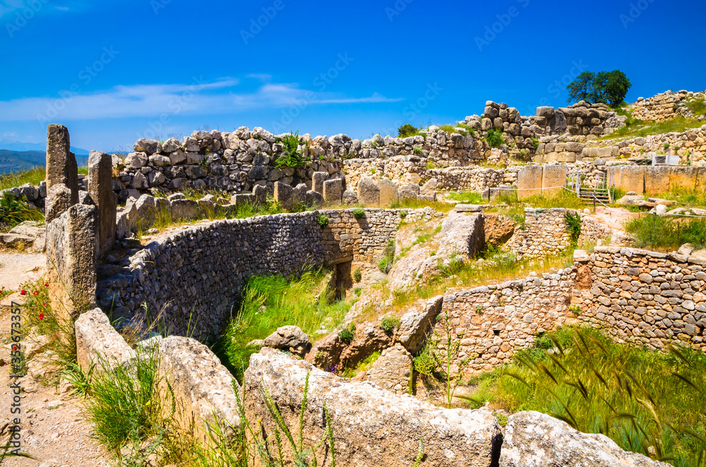 Ruins of Mykines, center of Greek civilization, Peloponnese, Greece. UNESCO World Heritage Site