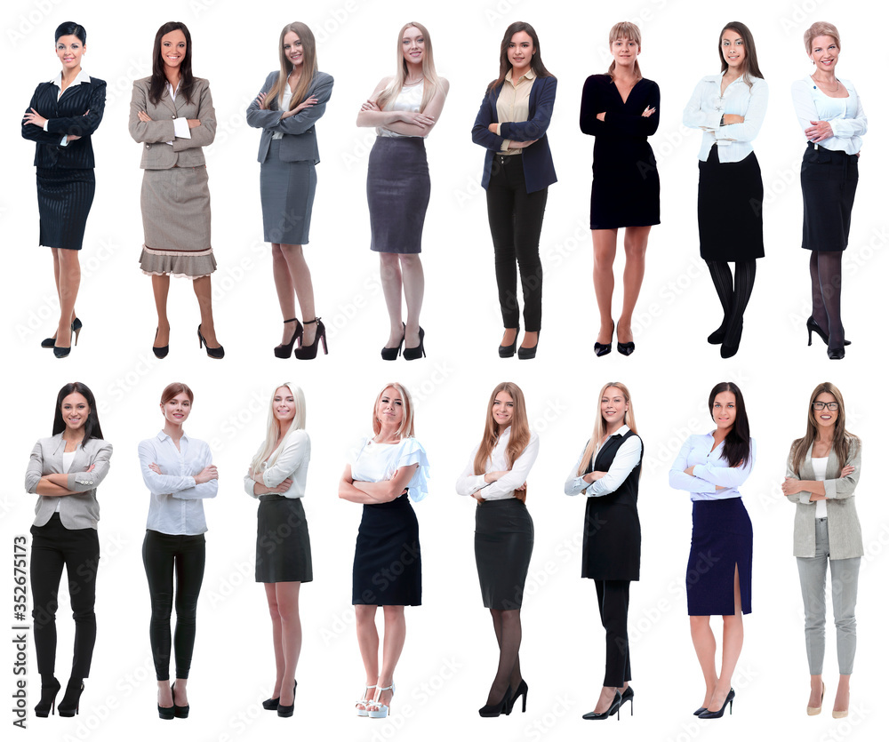 Obraz premium in full growth.collage of a group of successful young business women.