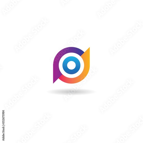 initial o with colorful logo design vector template