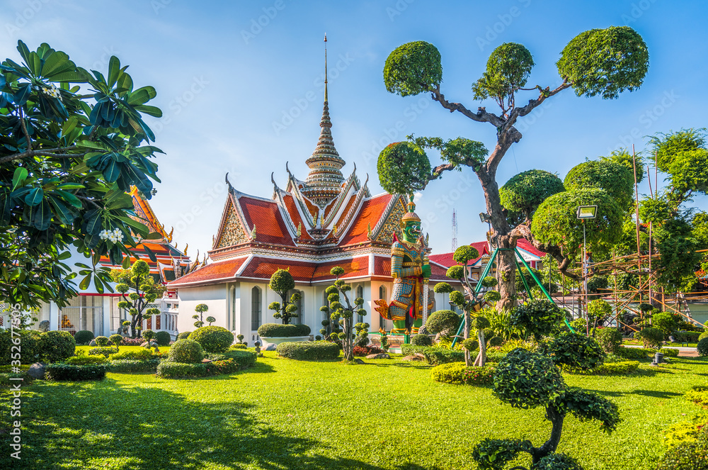 Wat Arun or Temple of Dawn is a Beautiful Buddhist Temple and Landmark of Bangkok in Thailand