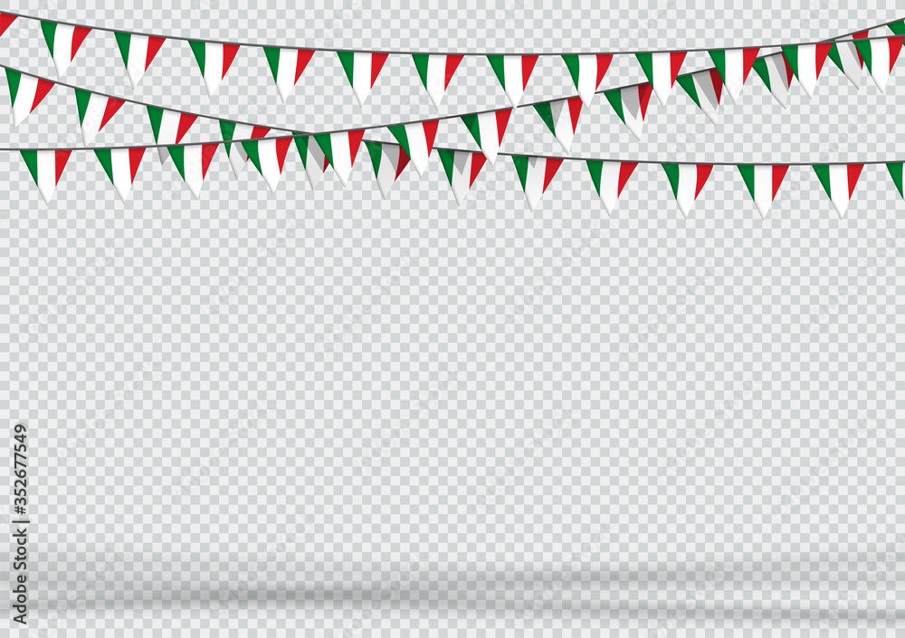Fototapeta premium Bunting Hanging Banner Italy Flag Triangle Background