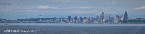 panoramic view of Seattle from Puget Sound  water