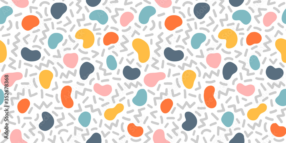 Colorful seamless geometric pattern. Modern abstract background. Hipster Memphis style.