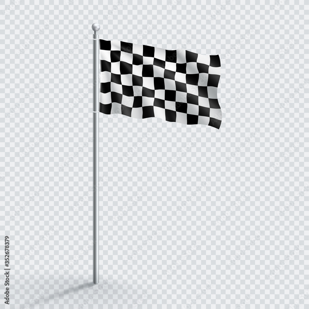 Black and White Checkered Racing Finish Flag Flagpole Stock Vector ...
