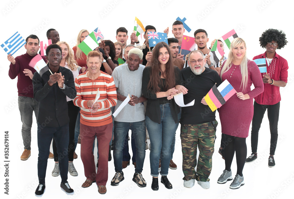 International group of people isolated over white background