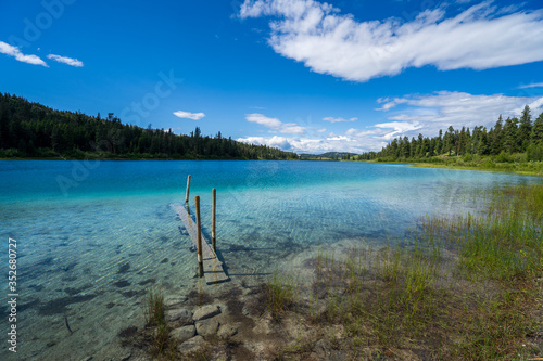 Bluey Lake shows off its beautiful tropical colors in Canada BC.