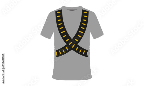 Bullets Tshirt, mexican revolution T shirt, rifle bullets, black and gold color.