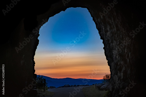 You can see the stars starting to show up through the tunnel on the KVR in Naramata. photo