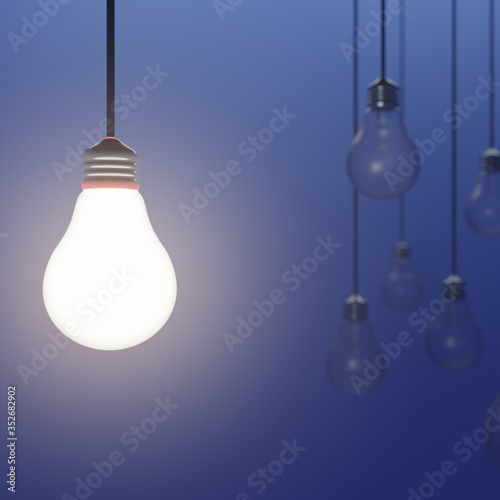 light bulbs on blue background