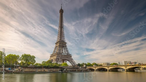 Wallpaper Mural sunset sky paris city famous riverside traffic bay tower view timelapse panorama 4k france Torontodigital.ca