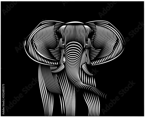 elephant vector line art for t-shirt or logo designs