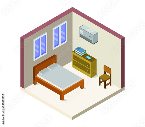 isometric bedroom