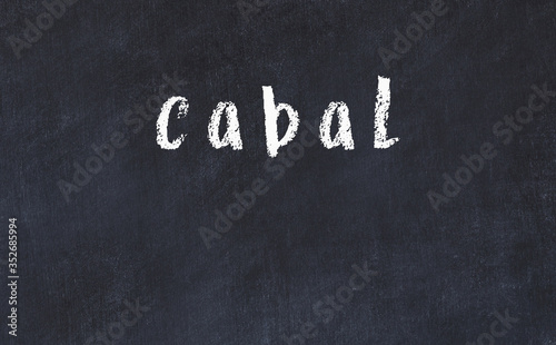 Fotografija College chalk desk with the word cabal written on in