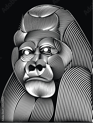 gorilla  vector line art for t-shirt or logo designs