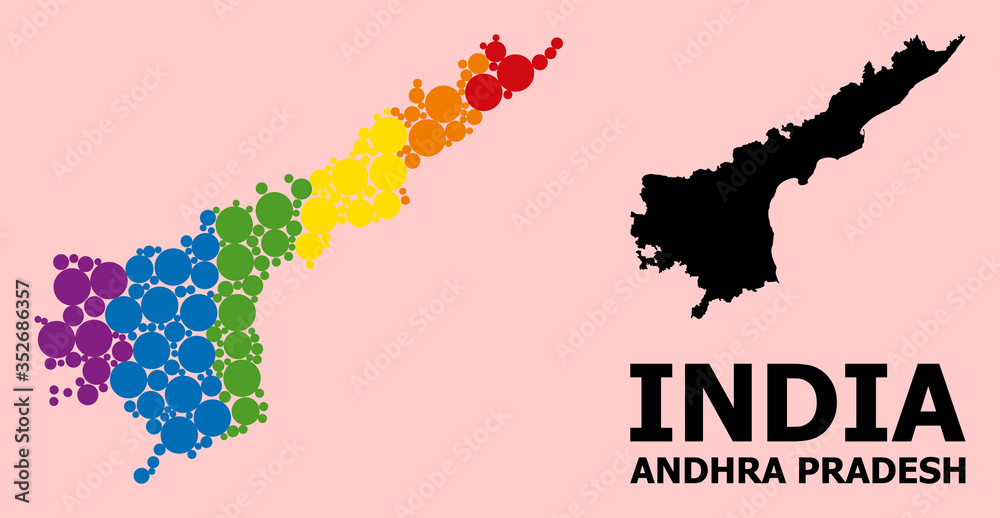 Obraz premium Rainbow Pattern Map of Andhra Pradesh State for LGBT