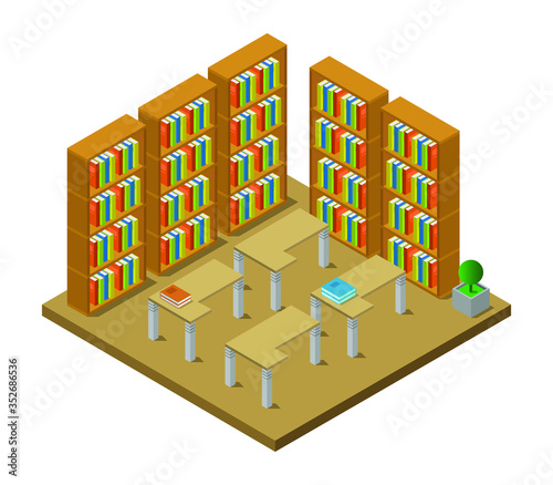 isometric library room