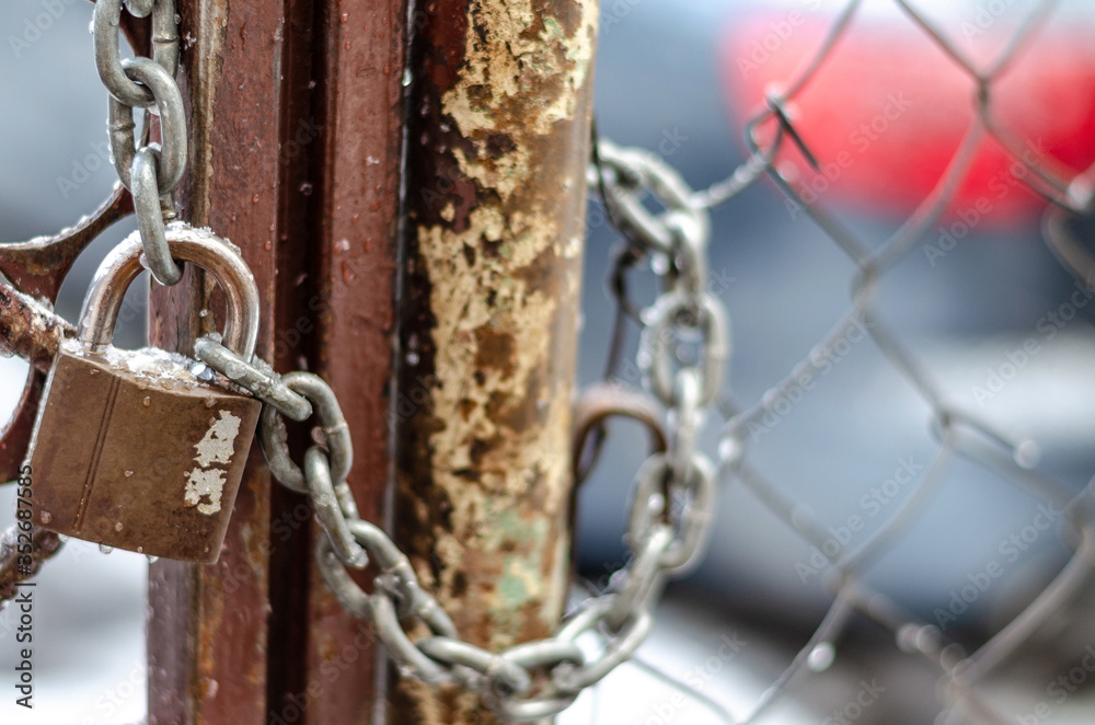 The old iron gate is locked with a chain. Breaking and entering private property. Closed Secret Zone. The old iron gate is locked with a chain. Breaking and entering private property. Closed Secret Zone.