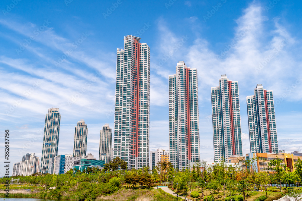 This is the skyscrapers of Cheongna International City, Incheon, Korea. This is the skyscrapers of Cheongna International City, Incheon, Korea.