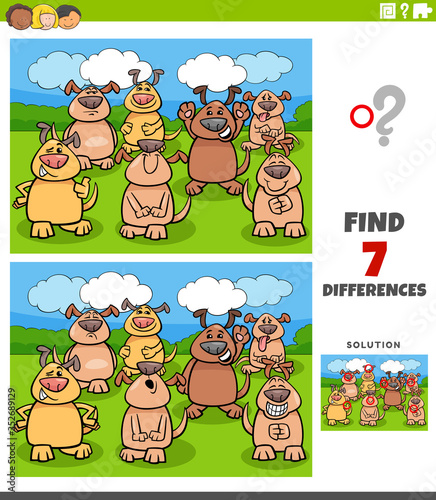 differences educational task with comic dogs