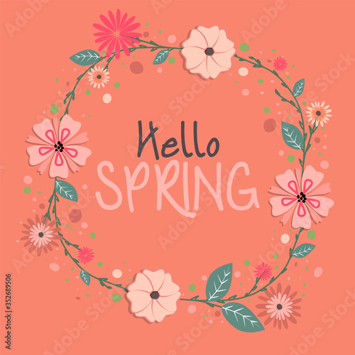 Spring Season Banner with Flowers and Spring Colors