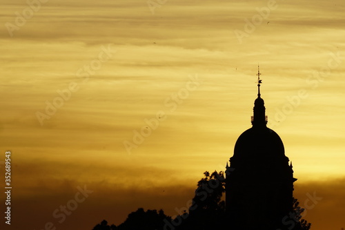 silhouette malaga cathedral tower spain