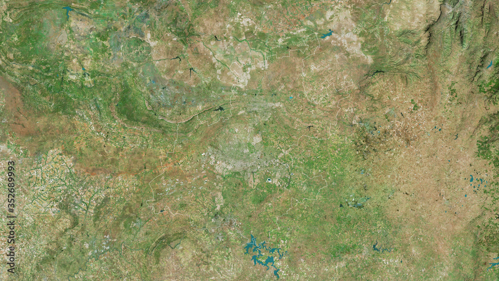 Gauteng, South Africa - outlined. Satellite Gauteng, South Africa - outlined. Satellite