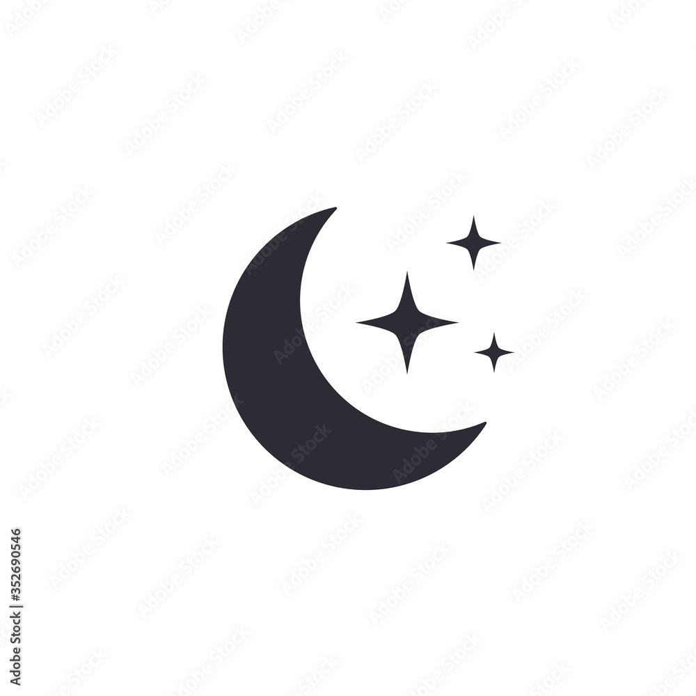 Moon and stars icon, Vector isolated symbol Moon and stars icon, Vector isolated symbol