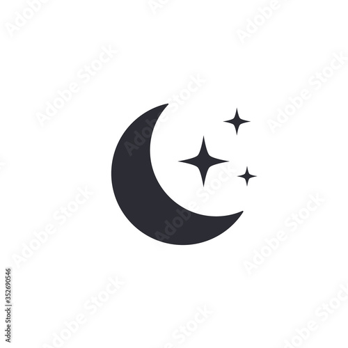 Moon and stars icon, Vector isolated symbol