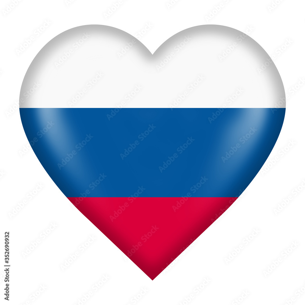 Russia flag heart button isolated on white with clipping path Russia flag heart button isolated on white with clipping path