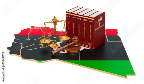 Valokuva Law and justice in Libya concept, 3D rendering