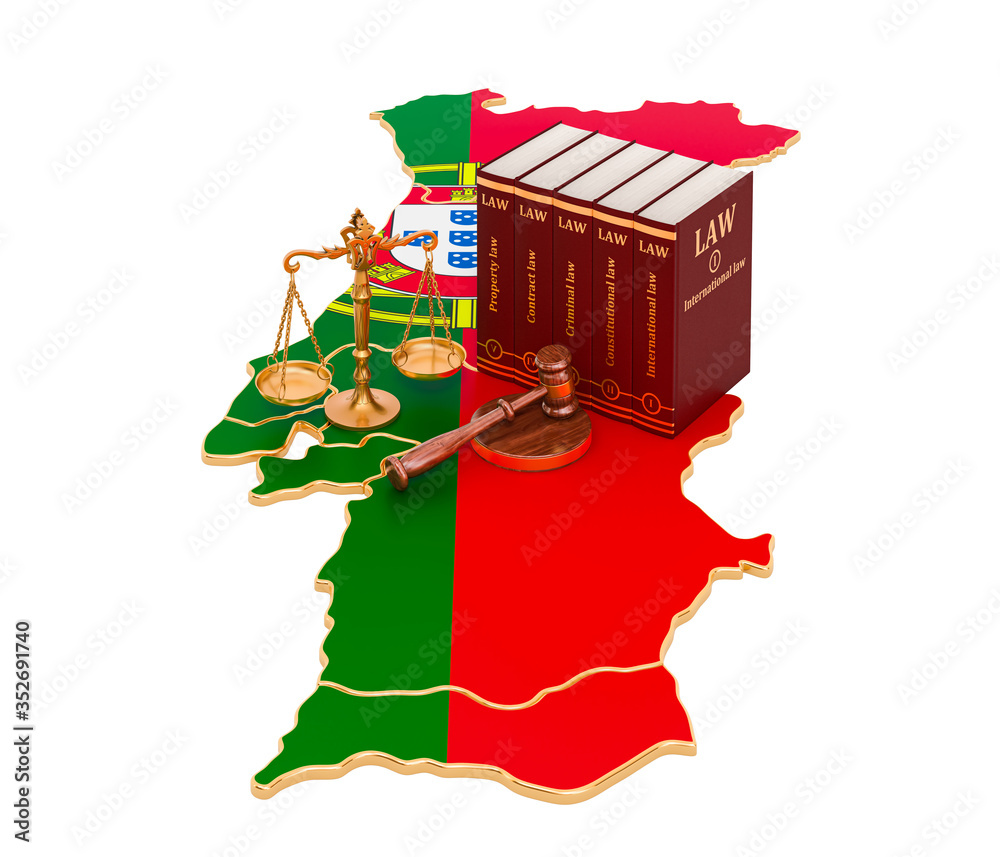 Law and justice in Portugal concept, 3D rendering