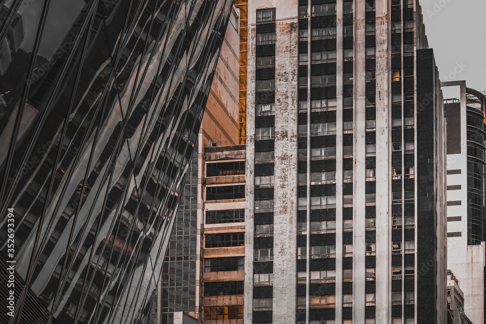Hong Kong Modern Architecture, Hong Kong Business Building Closed up; Black and Gold color Hong Kong Modern Architecture, Hong Kong Business Building Closed up; Black and Gold color