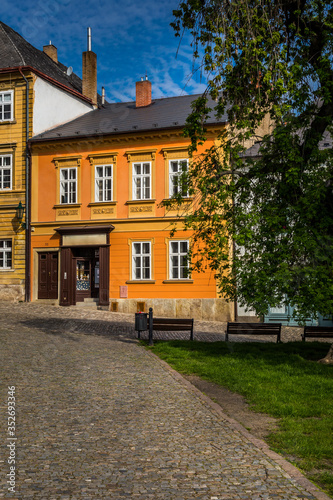 morning in picturesque historic city. Historic houses and streets in the center of Kutna Hora in the Czech Republic, Europe. UNESCO World Heritage Site.