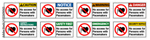 No Access For Persons With Pacemaker Symbol Sign On White Background
