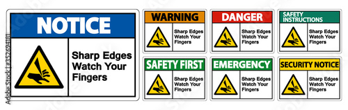 Sharp Edges Watch Your Fingers Symbol Sign Isolate On White Background,Vector Illustration EPS.10