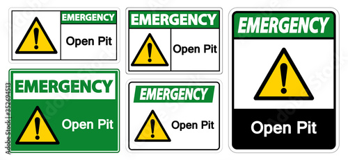 Emergency Open Pit Sign Isolate On White Background,Vector Illustration EPS.10