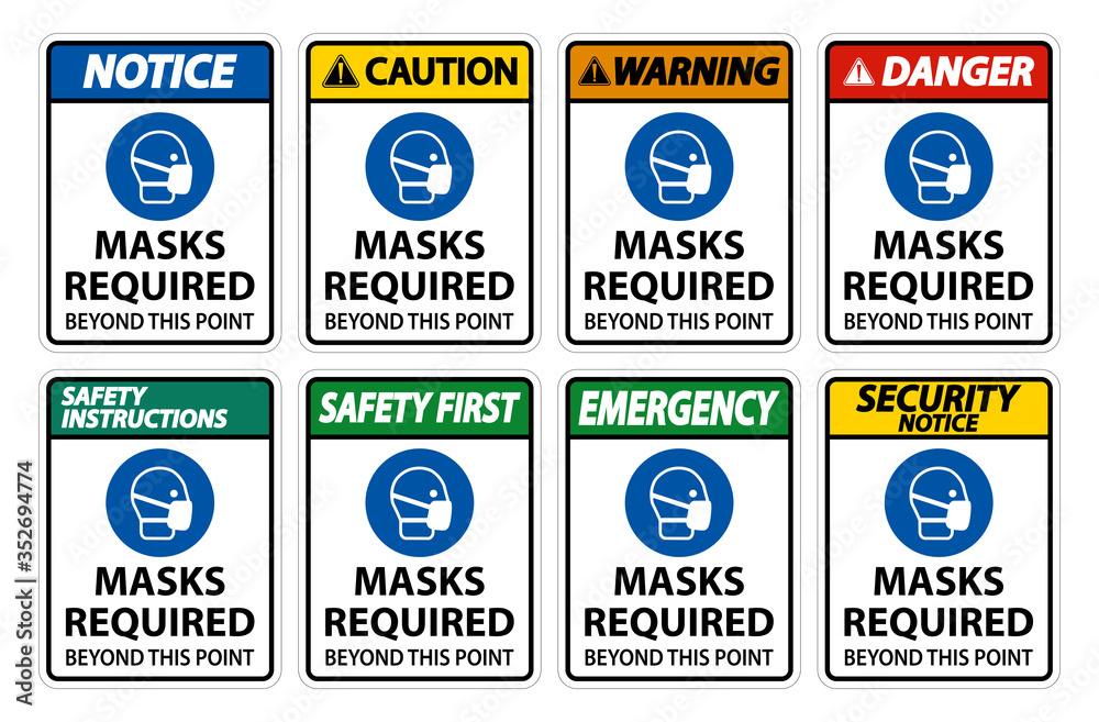 Fototapeta premium Masks Required Beyond This Point Sign Isolate On White Background,Vector Illustration EPS.10