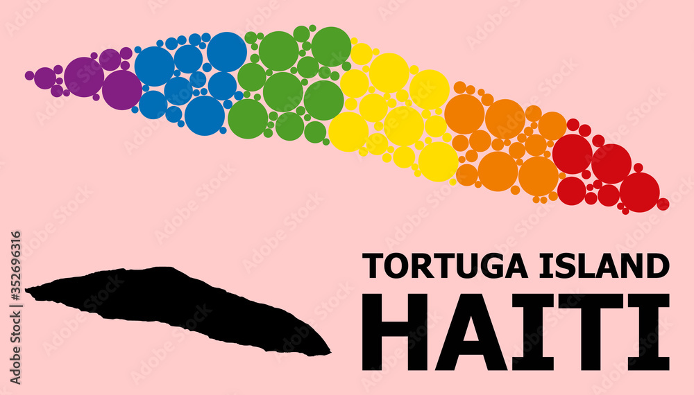 Spectrum Mosaic Map of Haiti Tortuga Island for LGBT