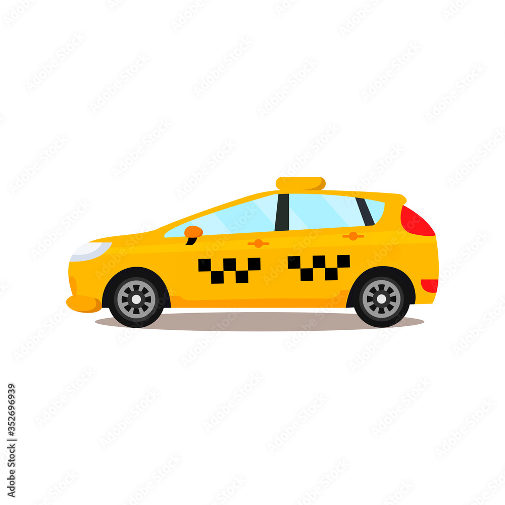 Vector flat taxi illustration. Taxi service