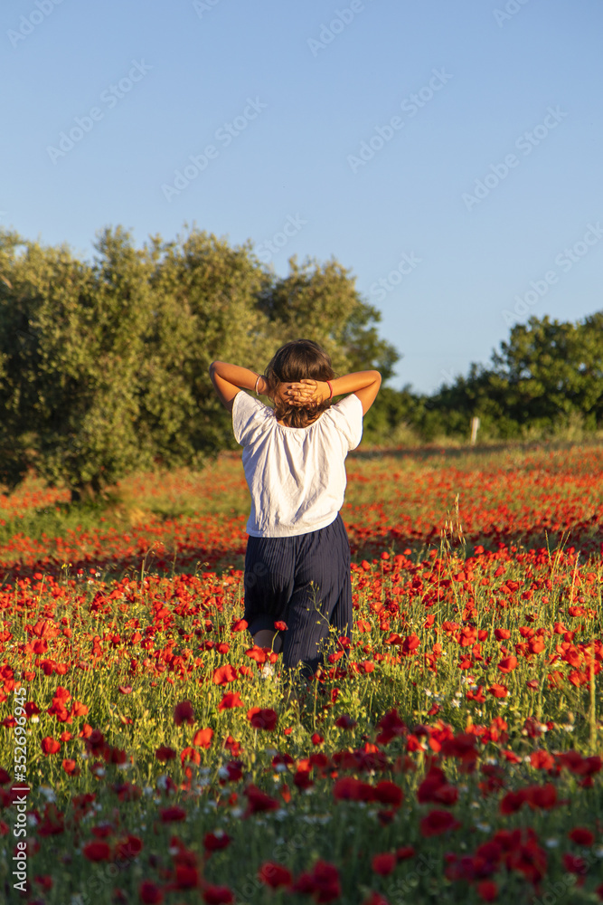 girl in poppy field girl in poppy field