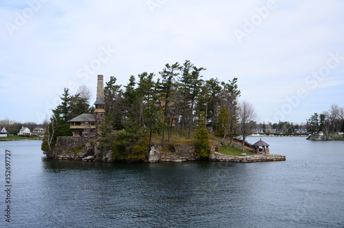 Thousand Islands area of Saint Lawrence River in the board of USA and Canada © Feng