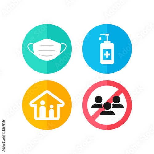 Vector icon set for Covid-19