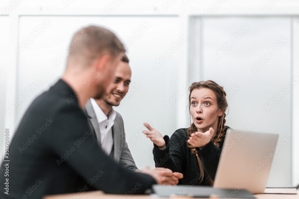 young business colleagues sitting at the office Desk young business colleagues sitting at the office Desk
