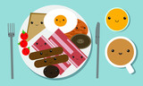 Cute Full English Breakfast vector image