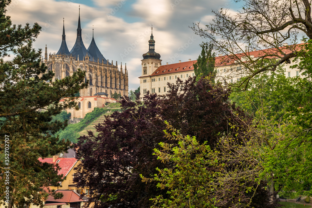 Morning in Kutna Hora. The Cathedral of St Barbara and Jesuit College in Kutna Hora, Czech Republic, Europe. UNESCO World Heritage Site